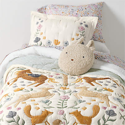 Wonderland Prairie Embroidered Organic Cotton Voile Kids Twin Quilt