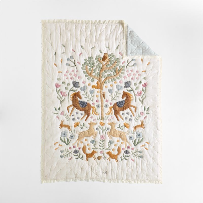 Wonderland Prairie Embroidered Cotton Voile Kids Twin Quilt - image 5 of 14