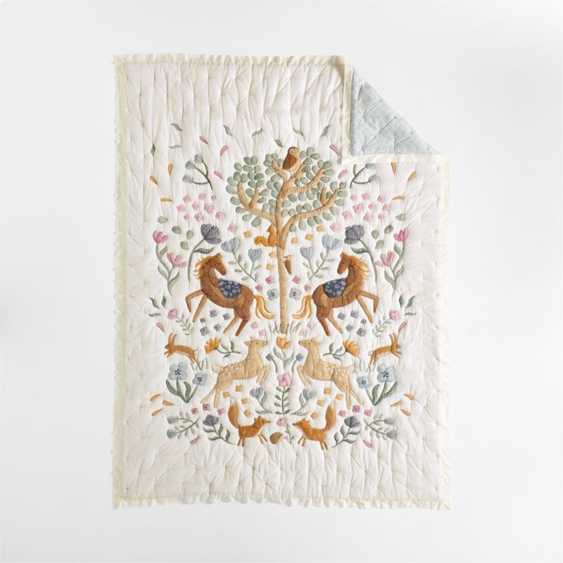 Wonderland Prairie Embroidered Cotton Voile Kids Twin Quilt - image 6 of 14