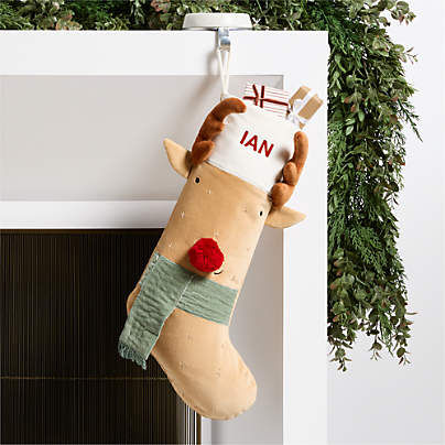 Wonderland Velvet Reindeer Kids Christmas Stocking