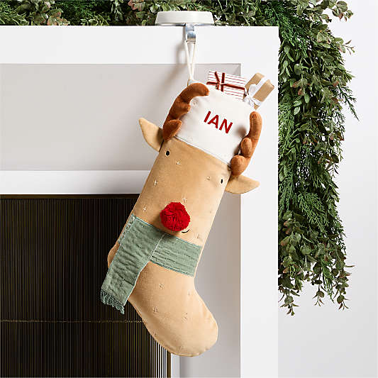 Wonderland Velvet Reindeer Kids Christmas Stocking