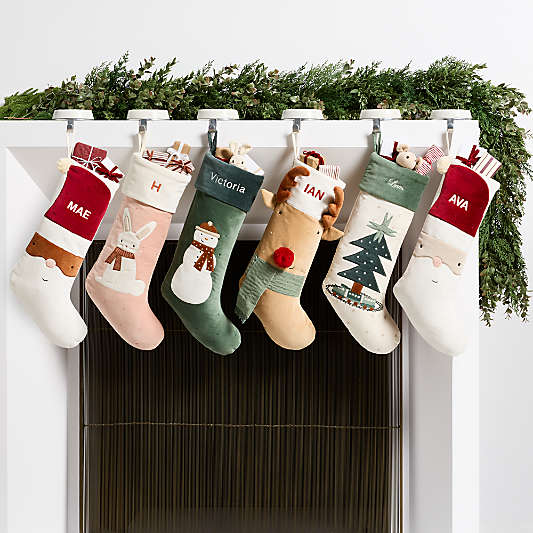 Wonderland Velvet Toy Train and Tree Kids Christmas Stocking