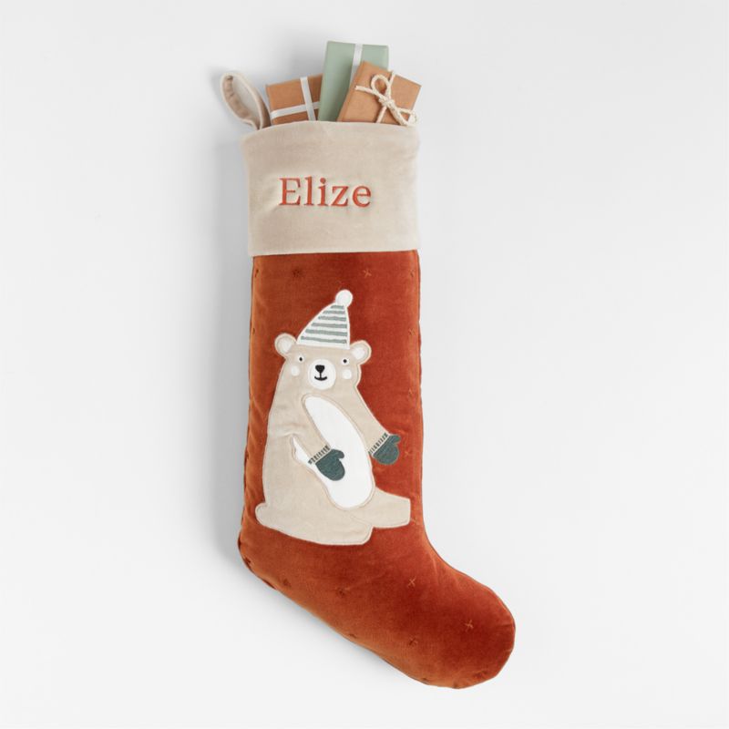 Wonderland Velvet Almond Brown Bear Kids Christmas Stocking - image 7 of 12