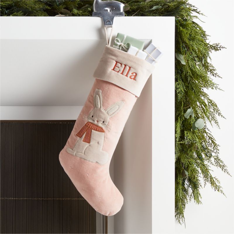 Wonderland Velvet Bunny Kids Christmas Stocking - image 0 of 8