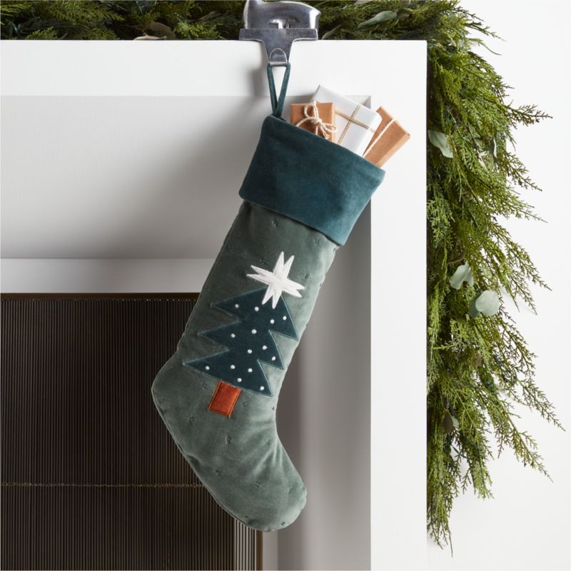 Wonderland Velvet Green Tree Kids Christmas Stocking - image 0 of 7