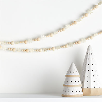 View Wood Snowflakes Beaded Christmas Garland 6' details