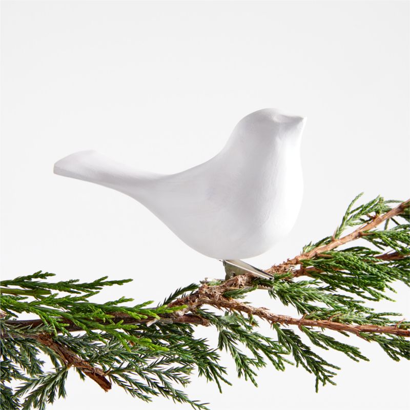 White Wood Bird Christmas Tree Ornament Clip - image 0 of 10