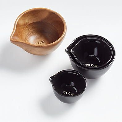 View Wood and Black Ceramic Measuring Cups details