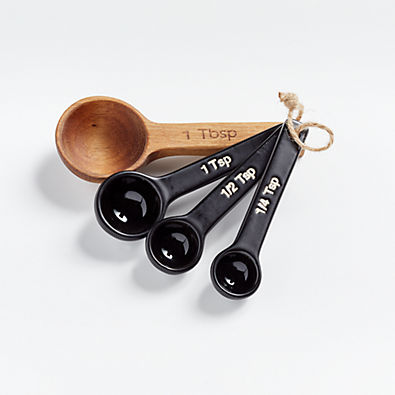 View Wood and Black Ceramic Measuring Spoons details