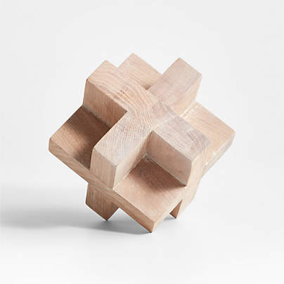 White Wood Block Sculpture 6"