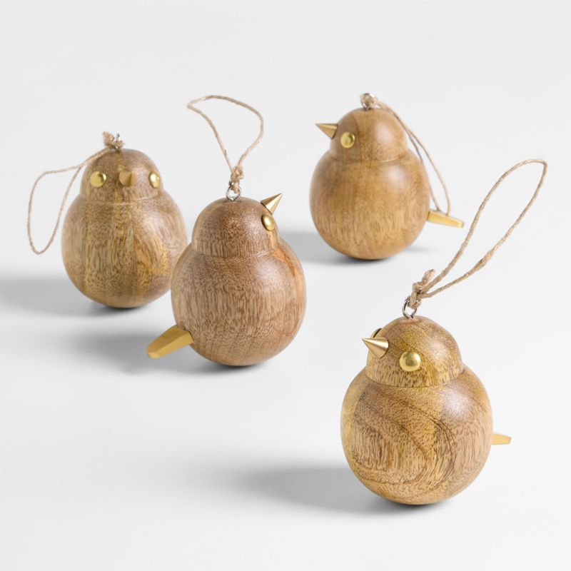 Wood & Brass Bird Christmas Ornaments, Set of 4 - image 0 of 3