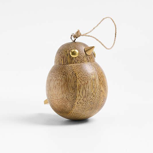 Wood & Brass Bird Christmas Ornament