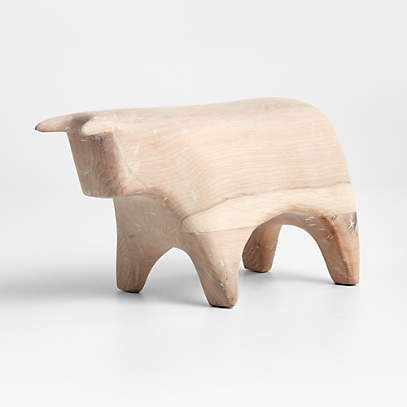 White Wood Bull Sculpture + Reviews | Crate & Barrel White Wood Bull Sculpture + Reviews | Crate & Barrel