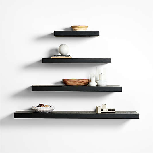 Black Elm Wood Floating Shelves