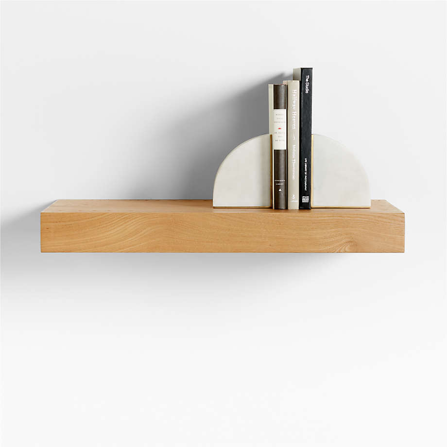 Natural Elm Wood Floating Shelf 24" + Reviews Crate & Barrel