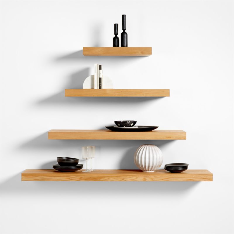 Natural Elm Wood Floating Shelf 66" - image 1 of 9