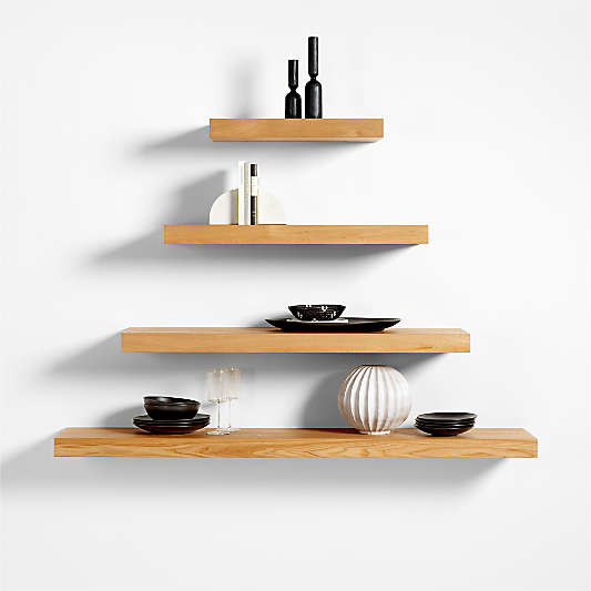 Natural Elm Wood Floating Shelves