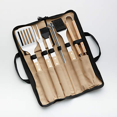 Wood-Handled 9-Piece Barbecue Tool Set + Reviews