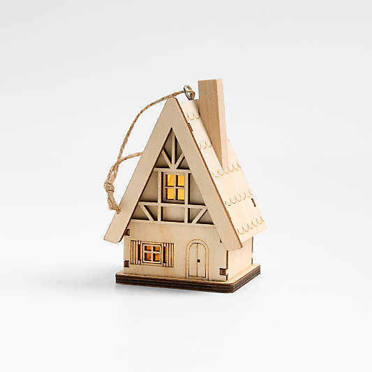 Wood House Christmas Ornament