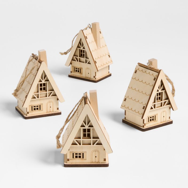 Wood House Christmas Ornaments, Set of 4 - image 2 of 3