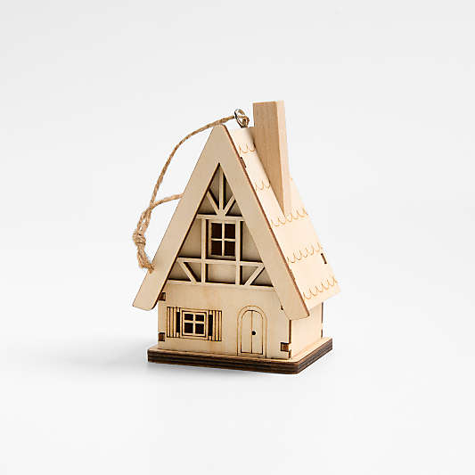 Wood House Christmas Ornament