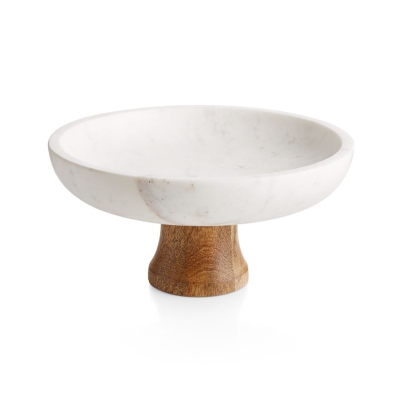 Wood and Marble Footed Fruit Bowl