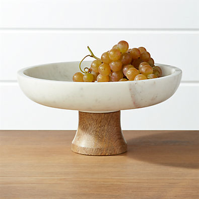 View Wood and Marble Footed Fruit Bowl details