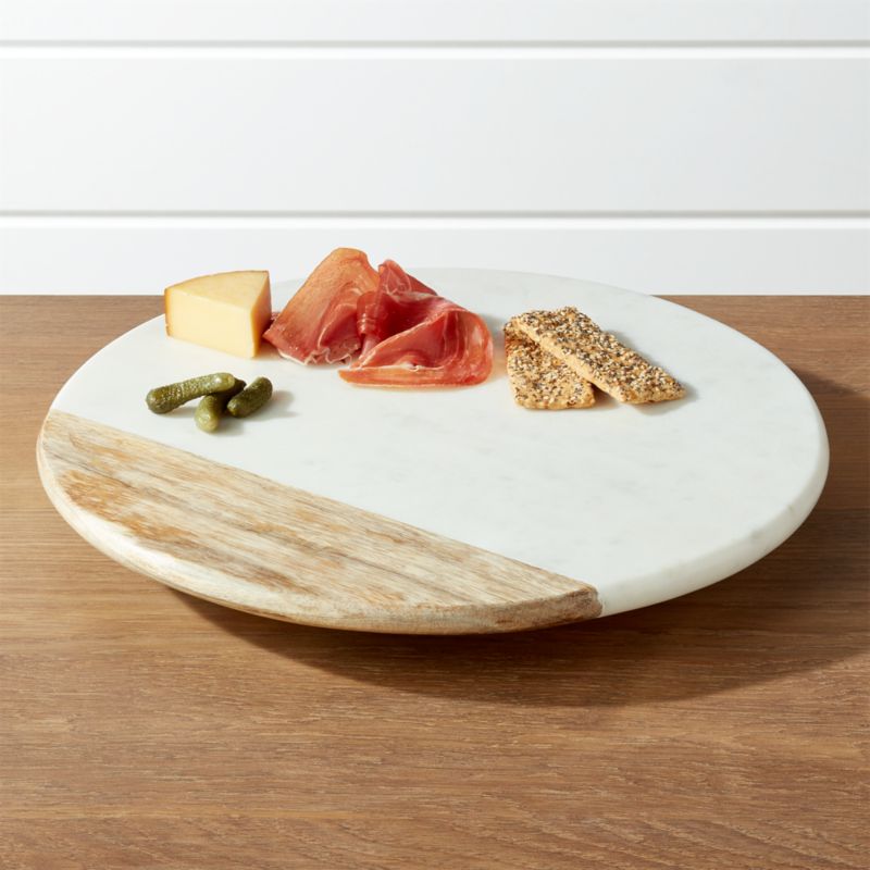 Handcrafted Beige Marble Lazy Susan