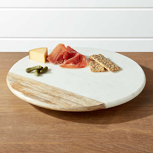 Wood and Marble Lazy Susan