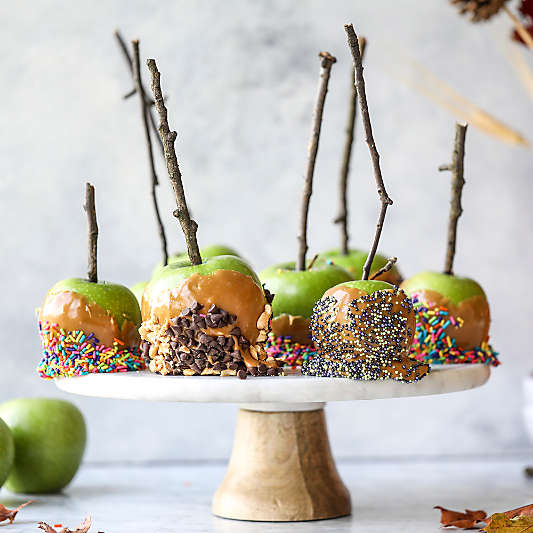 Wood Marble Pedestal Cake Stand