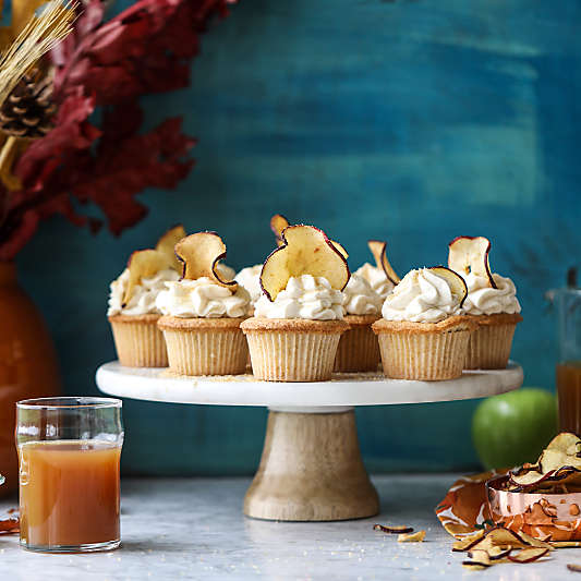 Wood Marble Pedestal Cake Stand