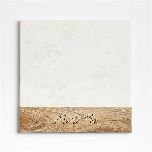 Wood Marble Square Platter