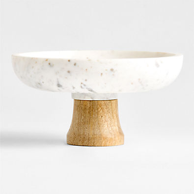 View Wood and Marble Footed Fruit Bowl details