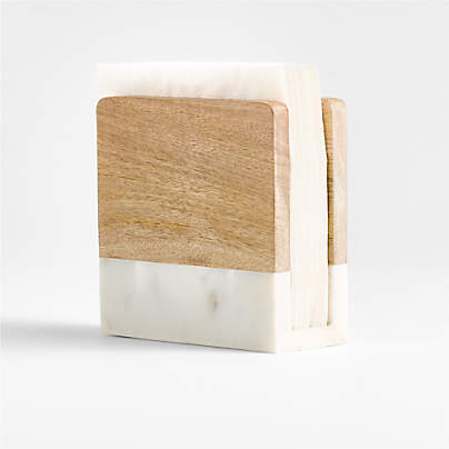 Wood and Marble Napkin Holder