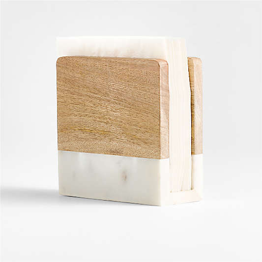 Wood and Marble Napkin Holder