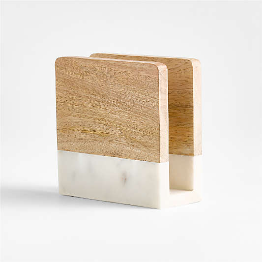 Wood and Marble Napkin Holder