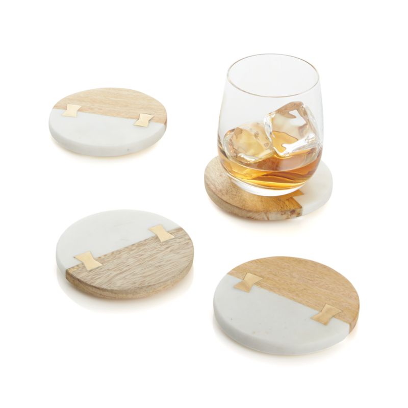 Wood and Marble Coasters, Set of 4 - image 3 of 4