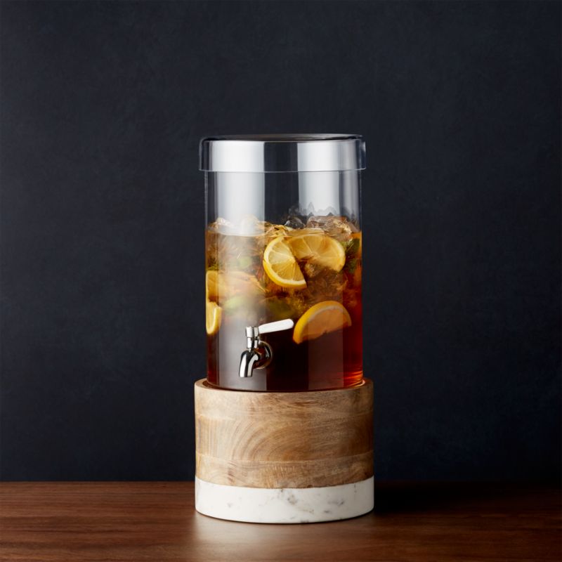 Cold Drink Dispenser with Wood-Marble Stand