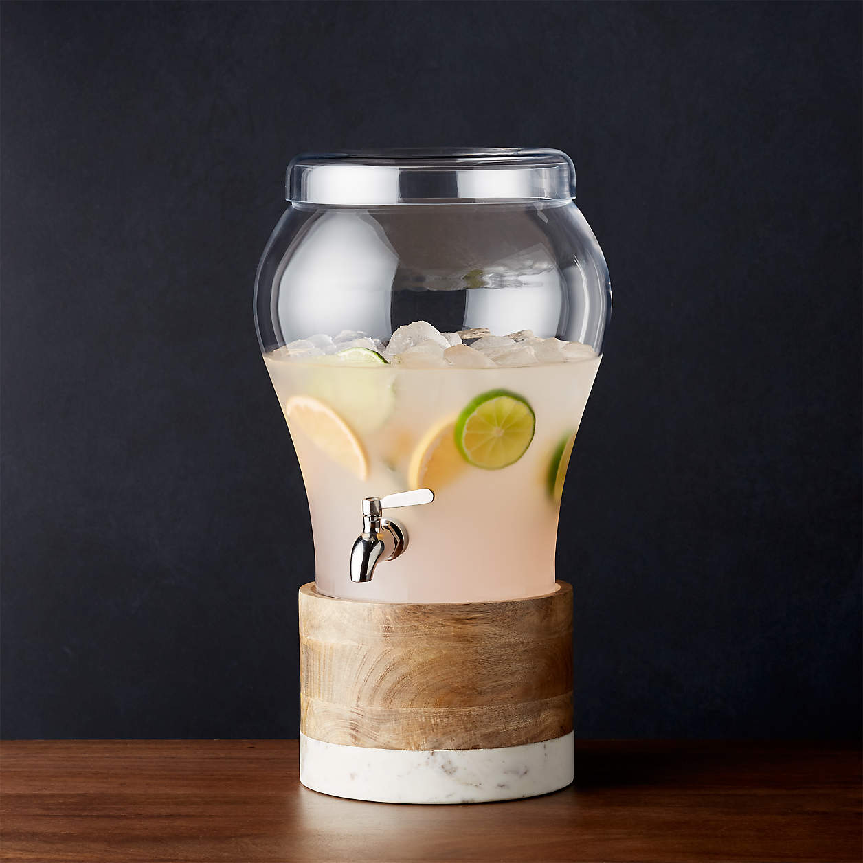 Elsey 3 Gallon Drink Dispenser with Wood and Marble Drink Dispenser