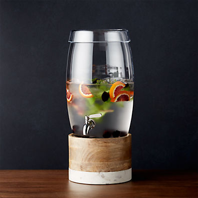 View Marin 2.7-Gallon Glass Drink Dispenser with Wood and Marble Stand details
