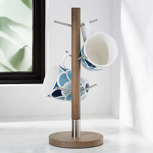 Stainless Steel and Wood Mug Tree