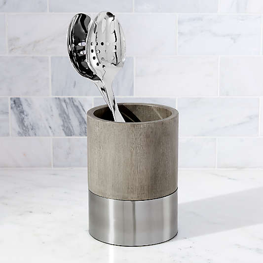 Wood and Stainless Steel Utensil Holder