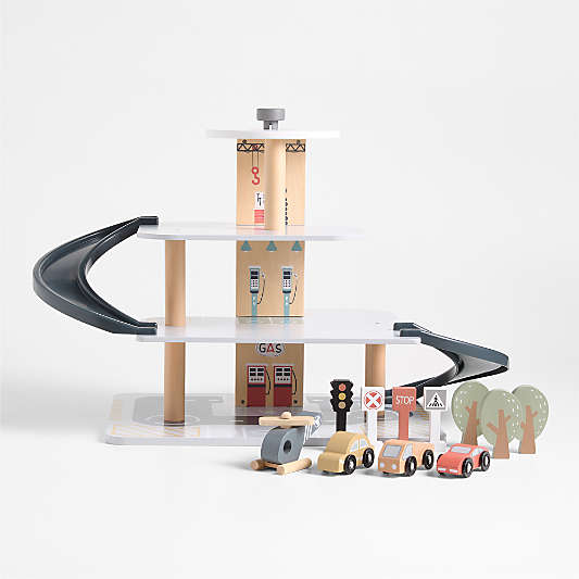 Wooden Kids Parking Garage Play Set