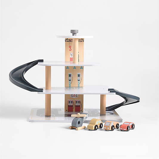 Wooden Kids Parking Garage Play Set
