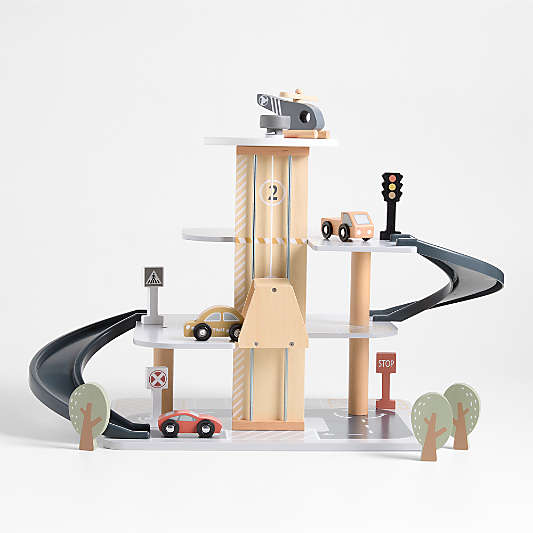 Wooden Kids Parking Garage Play Set