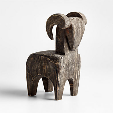 View Black Wood Ram Sculpture 9.5" details