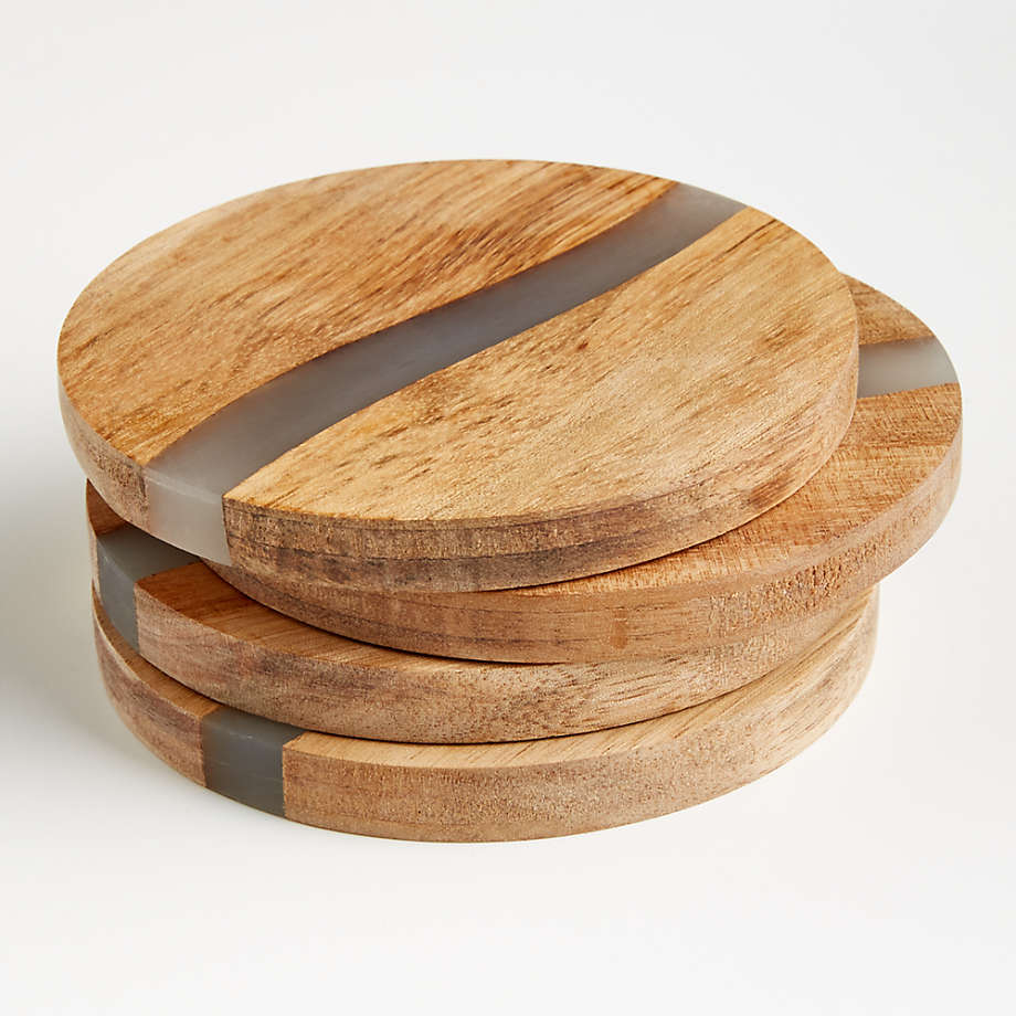 Wood & Resin Coasters (Set of 4)