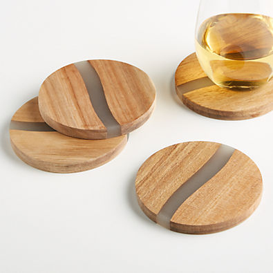 View Wood and Resin Coasters, Set of 4 details