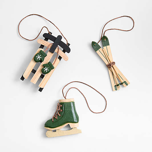 Wood Winter Sports Christmas Ornaments