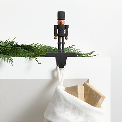 View Zinc and Wood Nutcracker Holiday Stocking Holder details